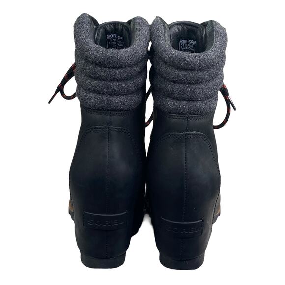 Sorel Women’s Conquest Black Leather Waterproof Wedge Bootie Size US 7.5 - Picture 8 of 10